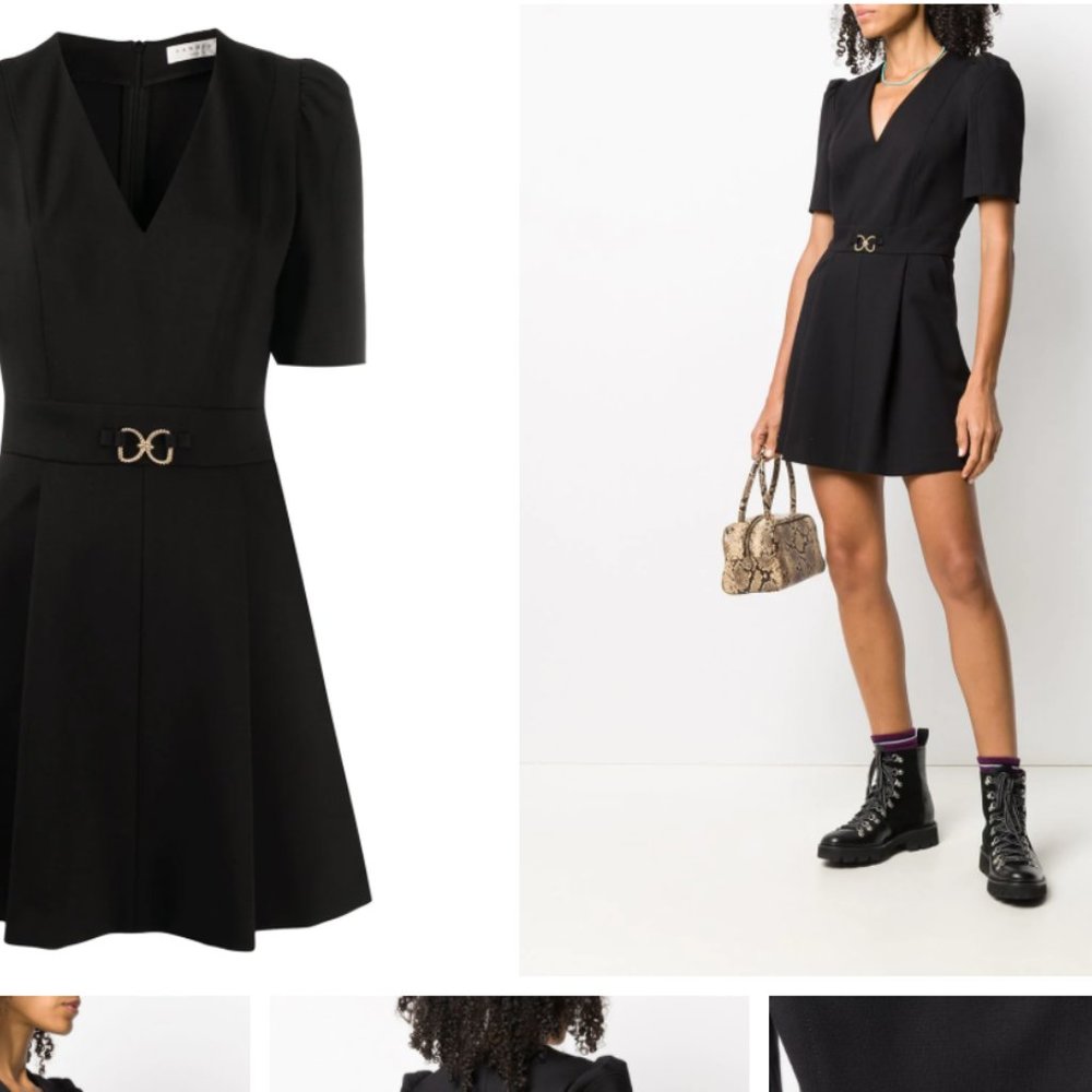 Flared Mini Dress Black Little Dress 38 S